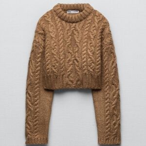 Zara Women's Cable Knit Sweater - Tan